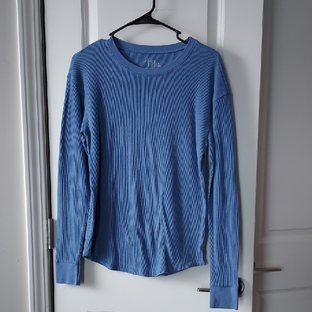 Time and Tru Ribbed Blue Top Small